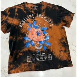 Chemistry Shirt Womens xLarge Positive Energy Skull Rose Graphic Print Tie Dye